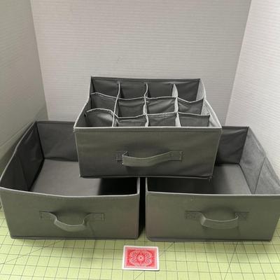 3 Set of Grey Storage Organizer
