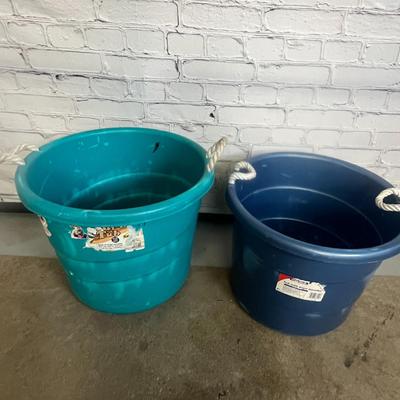 2 Large Tubs and Storage Cabinet