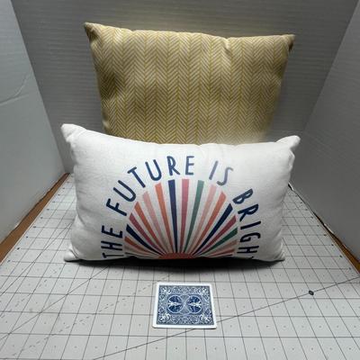 Lumbar Throw Pillow 16" x 10" White Green Pillow