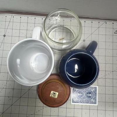 Teak wood and glass With 2 Coffee Mug