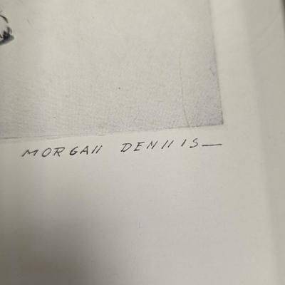 Framed Morgan Dennis Black & White Whiskey Ad 13" x 14"