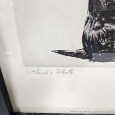 Framed Morgan Dennis Black & White Whiskey Ad 13" x 14"