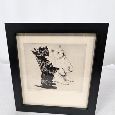 Framed Morgan Dennis Black & White Whiskey Ad 13" x 14"