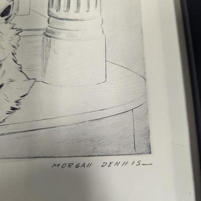 Framed Morgan Dennis Black & White Whiskey Ad 13" x 14"