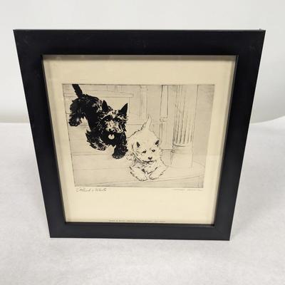 Framed Morgan Dennis Black & White Whiskey Ad 13" x 14"