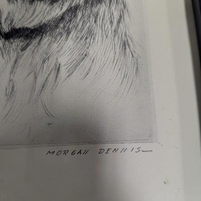 Framed Morgan Dennis Black & White Whiskey Ad 13" x 14"