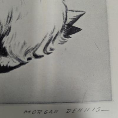 Framed Morgan Dennis Black & White Whiskey Ad 13" x 14"