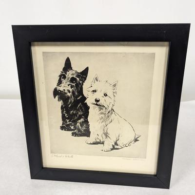 Framed Morgan Dennis Black & White Whiskey Ad 13" x 14"