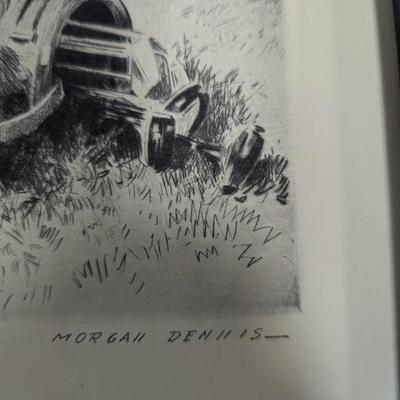 Framed Morgan Dennis Black & White Whiskey Ad 13" x 14"