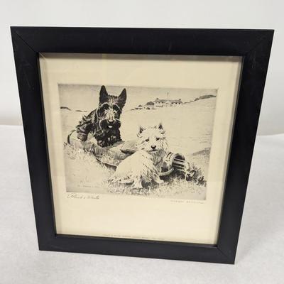 Framed Morgan Dennis Black & White Whiskey Ad 13" x 14"