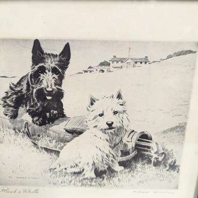 Framed Morgan Dennis Black & White Whiskey Ad 13" x 14"