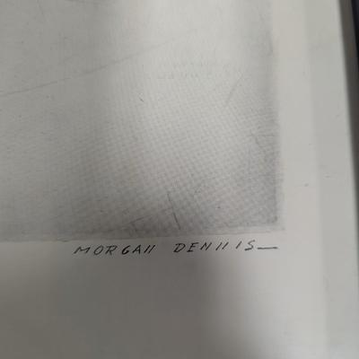 Framed Morgan Dennis Black & White Whiskey Ad 13" x 14"