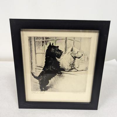 Framed Morgan Dennis Black & White Whiskey Ad 13" x 14"