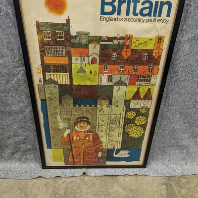 Vintage England Britain Travel Poster Signed Gaynor Chapman Framed