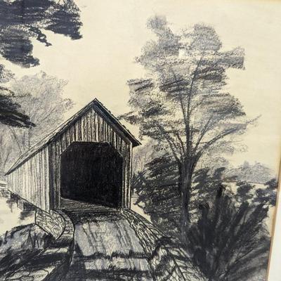 Framed Art Covered Bridge 24 1/4" x 18 1/2"