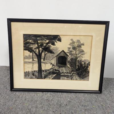 Framed Art Covered Bridge 24 1/4" x 18 1/2"