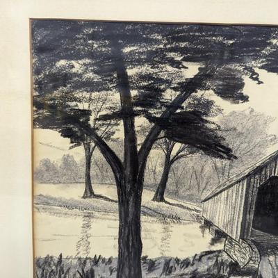 Framed Art Covered Bridge 24 1/4" x 18 1/2"
