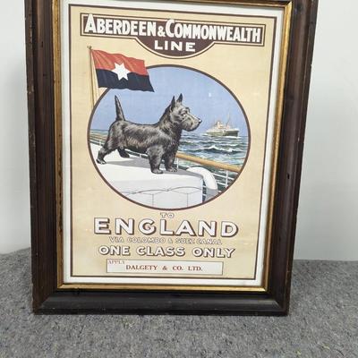 Vintage Travel Advertising Poster for Aberdeen & Commonwealth Line to England Framed 22 1/4