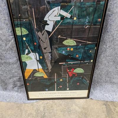 Large Lila Acheson Wallace Wing 'The Pool Parlor' Poster for the Metroplitan Musuem of Art Framed 1987