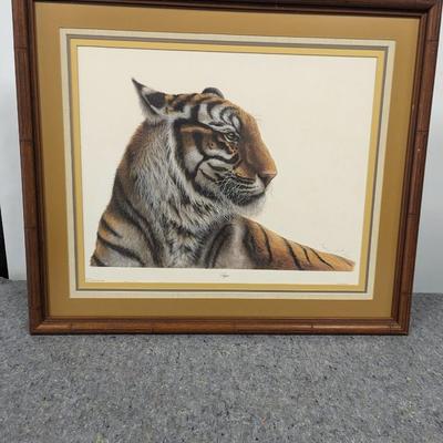 Framed T. H. Farnsworth, Wildlife Print, Tiger Signed & Numbered