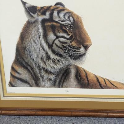 Framed T. H. Farnsworth, Wildlife Print, Tiger Signed & Numbered