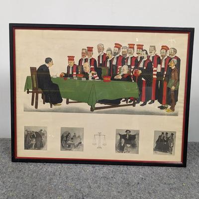 Framed "Passing The Bar" S. Z. Lucas Art Work 26 3/4" x 21"