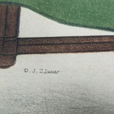 Framed "Passing The Bar" S. Z. Lucas Art Work 26 3/4" x 21"