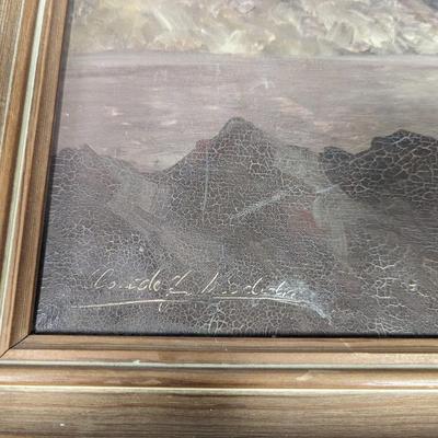 Framed Mountain Painting 35 1/2" x 27 1/2"