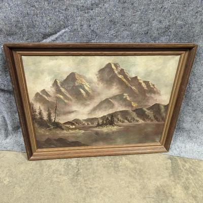 Framed Mountain Painting 35 1/2" x 27 1/2"