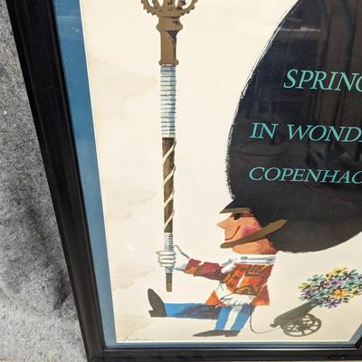 Vintage 1960's Original 'Springtime in Wonderful Copenhagen' Travel Poster Framed