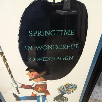 Vintage 1960's Original 'Springtime in Wonderful Copenhagen' Travel Poster Framed