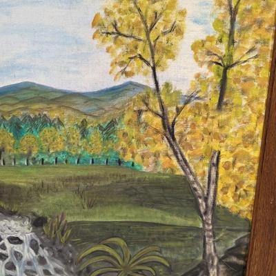 Original Framed Art Landscape Painting on Canvas by. L. Rhodes 27 3/4