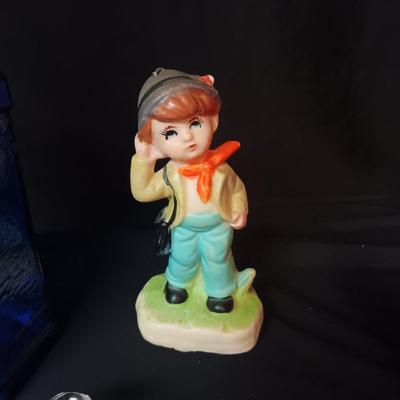 CANDLE FIGURES, SALT/PEPPER SHAKERS, DEPRESSION GLASS DISH AND MORE