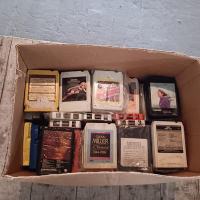 BOX OF 8-TRACK TAPES WITH A VARIETY OF MUSIC