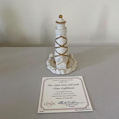 The Lenox Ivory and Gold China Lighthouse