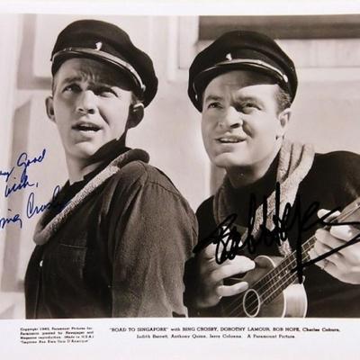 Bing Crosby and Bob Hope signed movie photo 