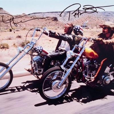 Peter Fonda & Dennis Hopper signed movie photo 