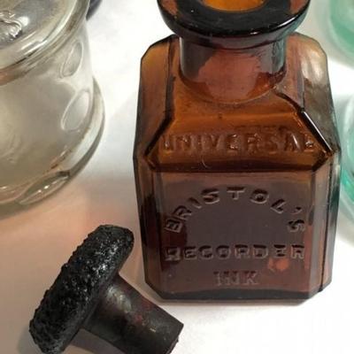 7 Scarce Antique Inkwells/Bottles Preowned from an Estate in Good Overall Condition as Pictured.