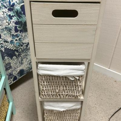 Wooden side table with baskets, natural