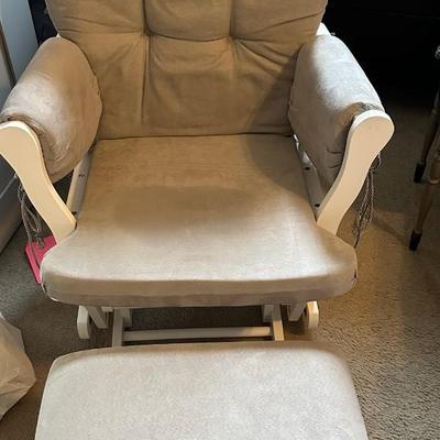 White Slider chair and ottoman