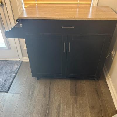 Rolling Kitchen Island with towel bar