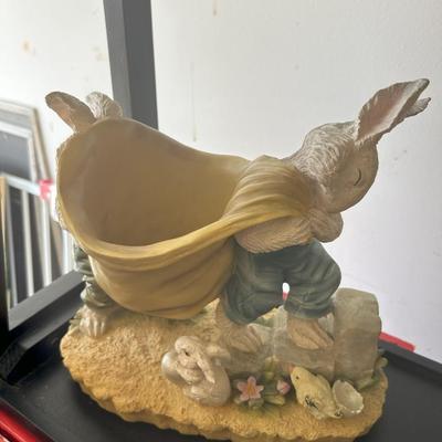 Easter Bunny with sack figurine