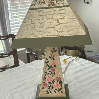 Green Lamp with Florals