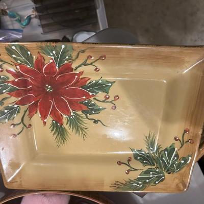 Poinsetta rectangle serving plate
