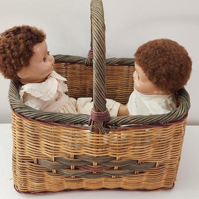 Two Vintage Effanbee Dolls 18" w basket
