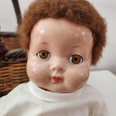 Two Vintage Effanbee Dolls 18" w basket