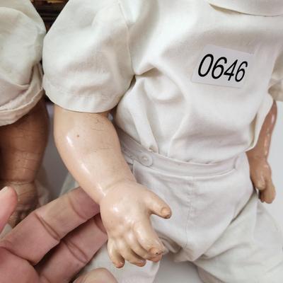 Two Vintage Effanbee Dolls 18" w basket