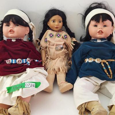 Three Native American Dolls