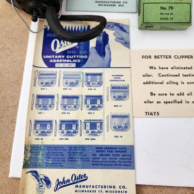 Vintage Oster Electric Clipper Model 76 W attachments original box