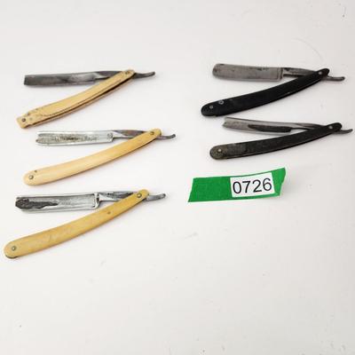 Lot of 5 Vintage Straight Razors Barber Shop